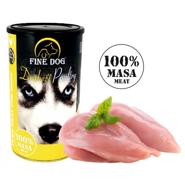 FINE DOG konzerva DRŮBEŽÍ 100% Masa 1200g