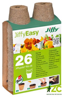 Rašelinový květináč Jiffypot® R6-26, 6 cm - balení 26 kusů