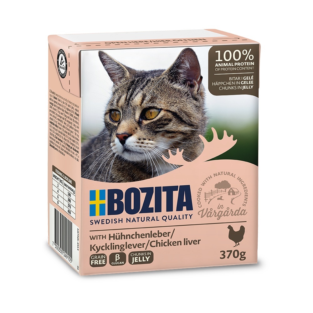 Bozita Cat kousky v želé s kuřecími játry, tetrapak 370 g