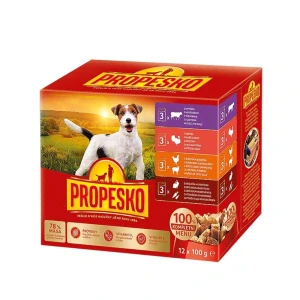 PROPESKO Dog kuřecí/jehněčí, krůta, králík s mrkví, kapsa 100 g (12 pack)