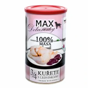 MAX Deluxe Dog 3/4 kuřete s ledvinkami, konzerva 1200g