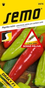 Paprika zel. pálivá F1 - Dráky F1 rychl,pole 15s /SHU 1 000/