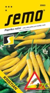 Paprika zel. pálivá chili - Kristián žlutá rychl,pole 0,4g /SHU 55 000/