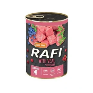 Rafi junior s telecím masem, brusinkami a borůvkami 400g