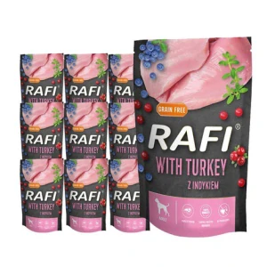 Rafi mokré krmivo pro psy s krůtím masem, sada sáčků, 10 x 500 g
